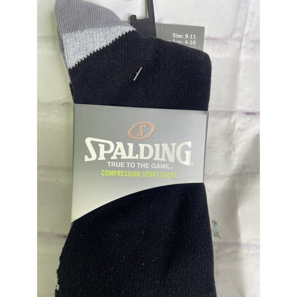 Spalding Athletic Compression Mid Calf Crew Socks 2 Pairs Womens Shoe Size 4-10 - Picture 2 of 5